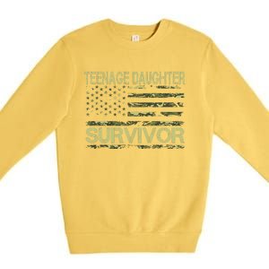 Funny Teenage Daughter Survivor Usa Flag Military Premium Crewneck Sweatshirt