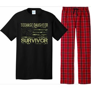 Funny Teenage Daughter Survivor Usa Flag Military Pajama Set