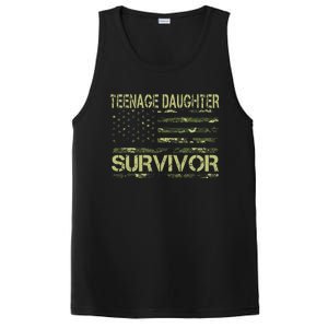 Funny Teenage Daughter Survivor Usa Flag Military PosiCharge Competitor Tank