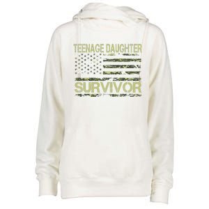 Funny Teenage Daughter Survivor Usa Flag Military Womens Funnel Neck Pullover Hood