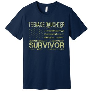 Funny Teenage Daughter Survivor Usa Flag Military Premium T-Shirt