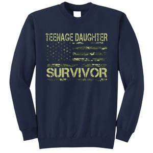 Funny Teenage Daughter Survivor Usa Flag Military Tall Sweatshirt