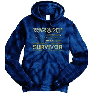 Funny Teenage Daughter Survivor Usa Flag Military Tie Dye Hoodie