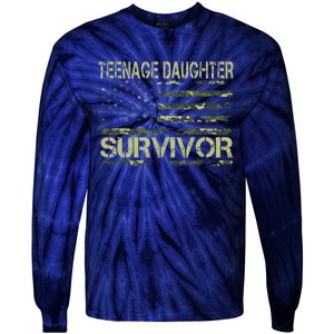 Funny Teenage Daughter Survivor Usa Flag Military Tie-Dye Long Sleeve Shirt