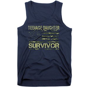 Funny Teenage Daughter Survivor Usa Flag Military Tank Top