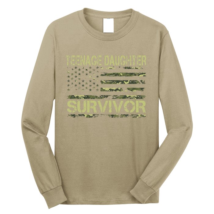 Funny Teenage Daughter Survivor Usa Flag Military Long Sleeve Shirt