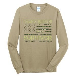 Funny Teenage Daughter Survivor Usa Flag Military Tall Long Sleeve T-Shirt