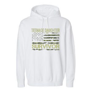 Funny Teenage Daughter Survivor Usa Flag Military Garment-Dyed Fleece Hoodie