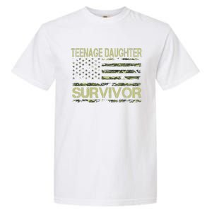 Funny Teenage Daughter Survivor Usa Flag Military Garment-Dyed Heavyweight T-Shirt