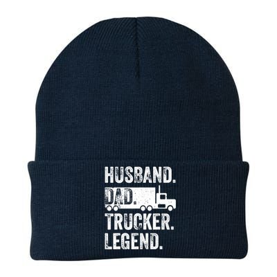 Funny Truck Driver Trucking Husband Dad Trucker Legend Knit Cap Winter Beanie