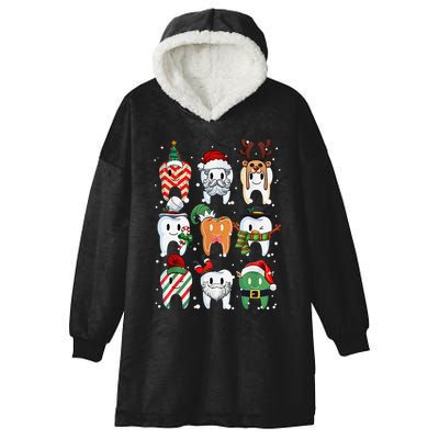 Funny Teeth Dentist Squad Dental Hygiene Christmas Pajamas Hooded Wearable Blanket