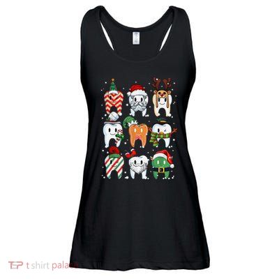 Funny Teeth Dentist Squad Dental Hygiene Christmas Pajamas Ladies Essential Flowy Tank