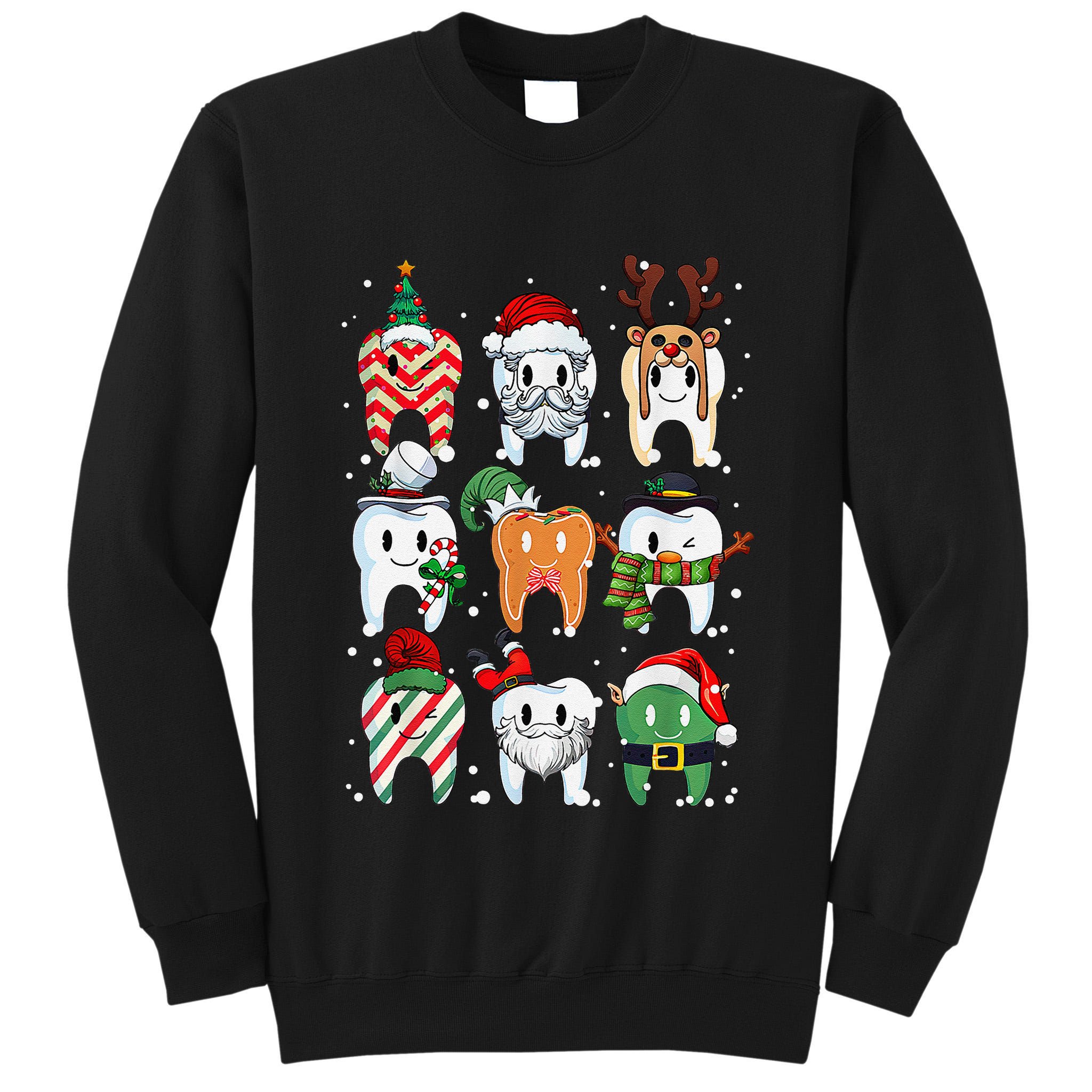 Funny Teeth Dentist Squad Dental Hygiene Christmas Pajamas Tall Sweatshirt
