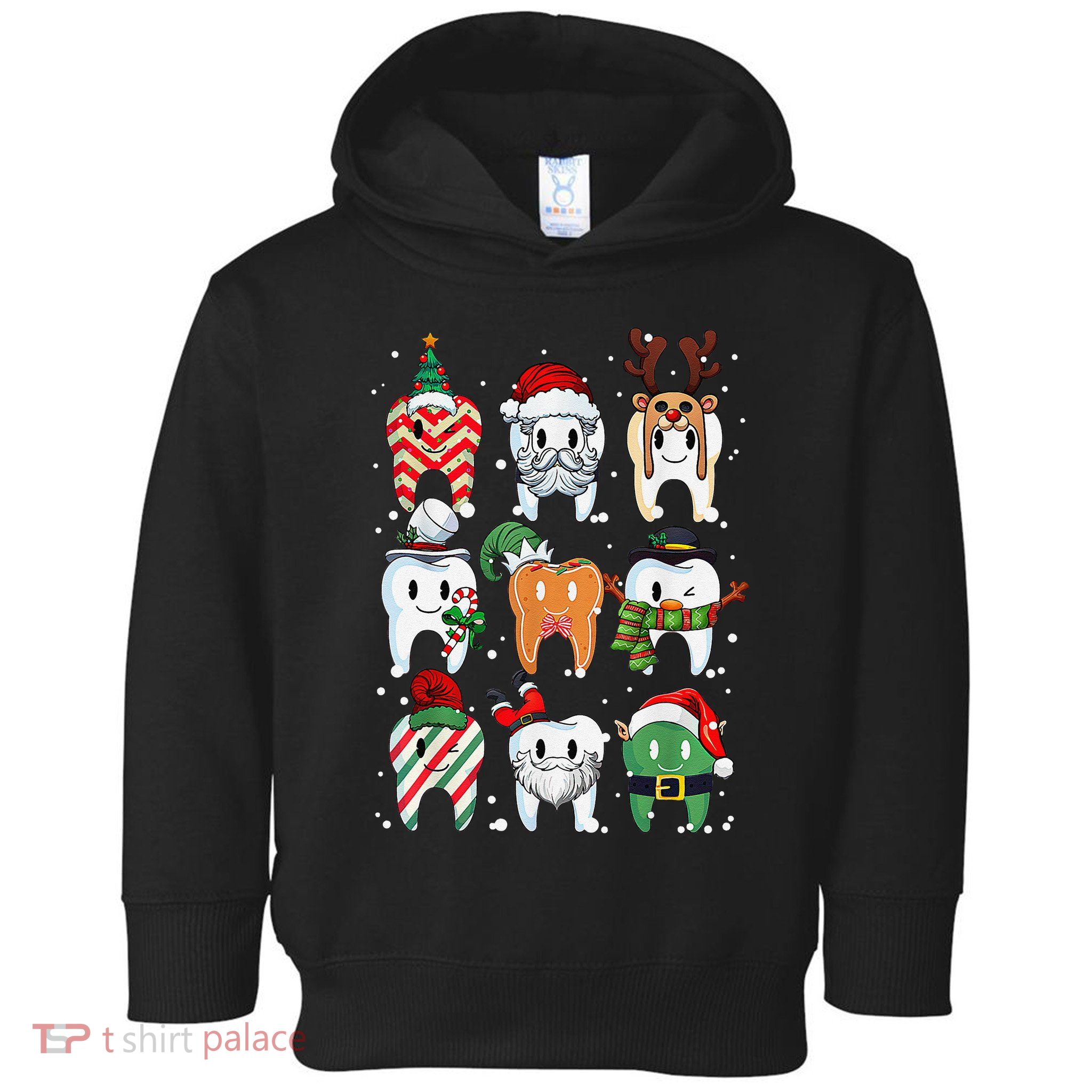 Funny Teeth Dentist Squad Dental Hygiene Christmas Pajamas Toddler Hoodie