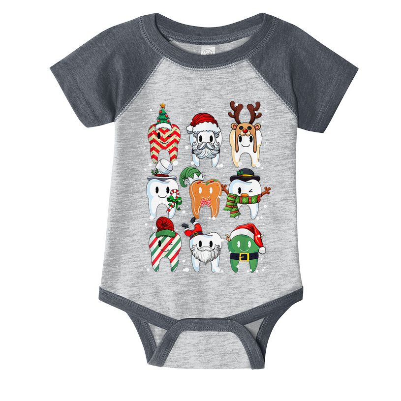 Funny Teeth Dentist Squad Dental Hygiene Christmas Pajamas Infant Baby Jersey Bodysuit