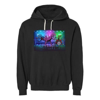 Funny Trex Dinosaurs Rock Band Concert Garment-Dyed Fleece Hoodie
