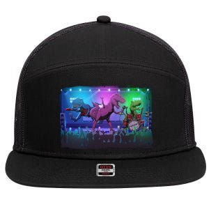 Funny Trex Dinosaurs Rock Band Concert 7 Panel Mesh Trucker Snapback Hat