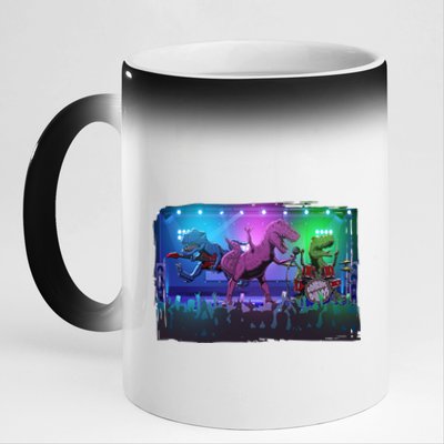 Funny Trex Dinosaurs Rock Band Concert 11oz Black Color Changing Mug