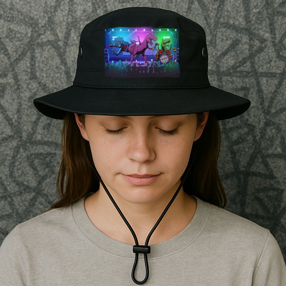Funny Trex Dinosaurs Rock Band Concert Bucket Hat