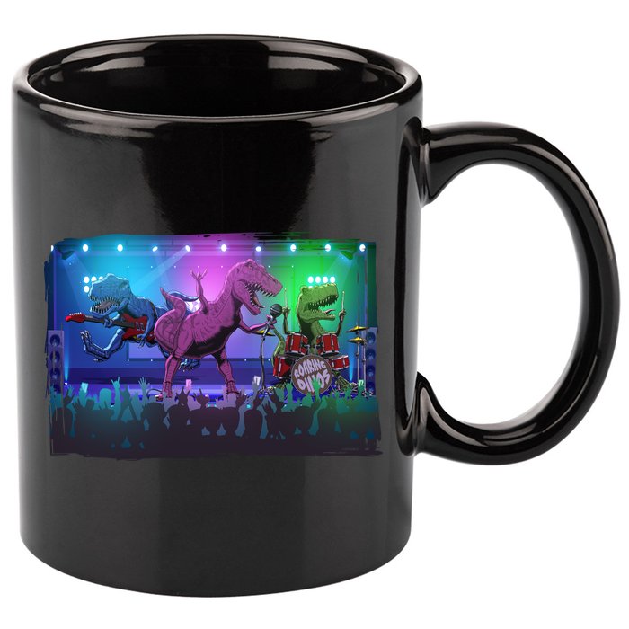 Funny Trex Dinosaurs Rock Band Concert 11oz C Handle Ceramic Mug
