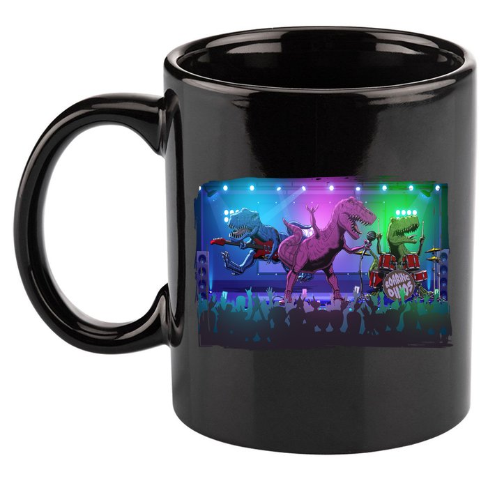 Funny Trex Dinosaurs Rock Band Concert 11oz C Handle Ceramic Mug