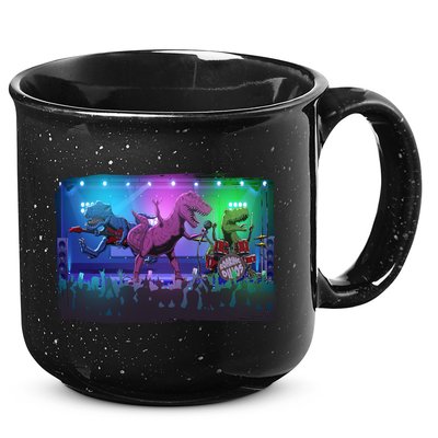 Funny Trex Dinosaurs Rock Band Concert 15oz Campfire Ceramic Mug