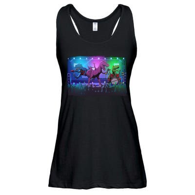 Funny Trex Dinosaurs Rock Band Concert Ladies Essential Flowy Tank