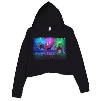 Funny Trex Dinosaurs Rock Band Concert Crop Fleece Hoodie