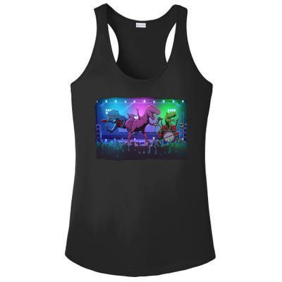 Funny Trex Dinosaurs Rock Band Concert Ladies PosiCharge Competitor Racerback Tank