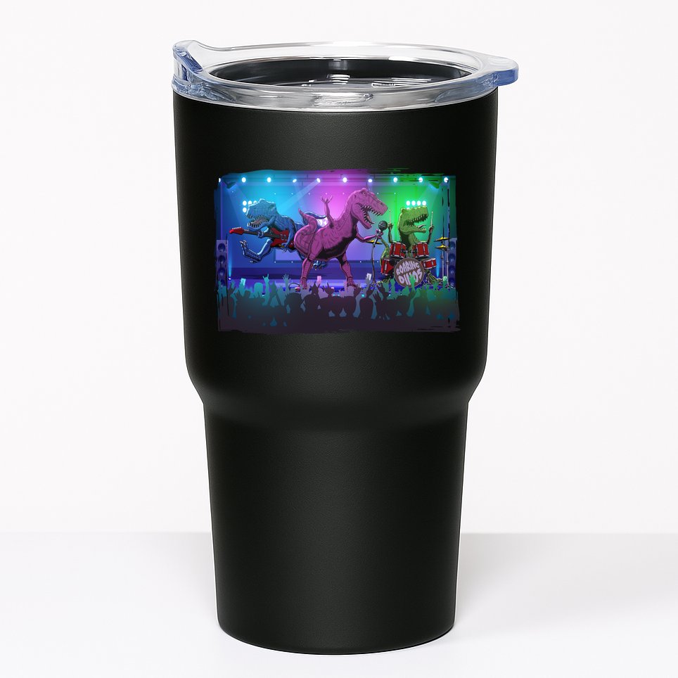 Funny Trex Dinosaurs Rock Band Concert Tumbler