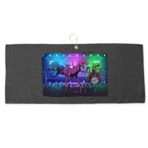 Funny Trex Dinosaurs Rock Band Concert Large Microfiber Waffle Golf Towel