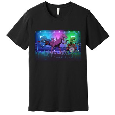 Funny Trex Dinosaurs Rock Band Concert Premium T-Shirt