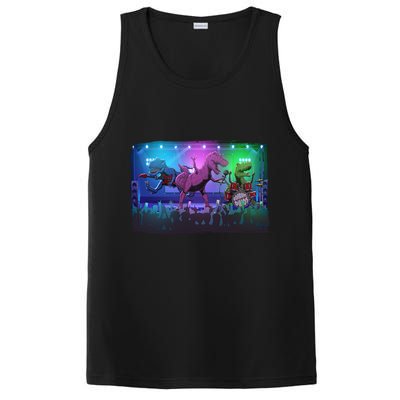Funny Trex Dinosaurs Rock Band Concert PosiCharge Competitor Tank