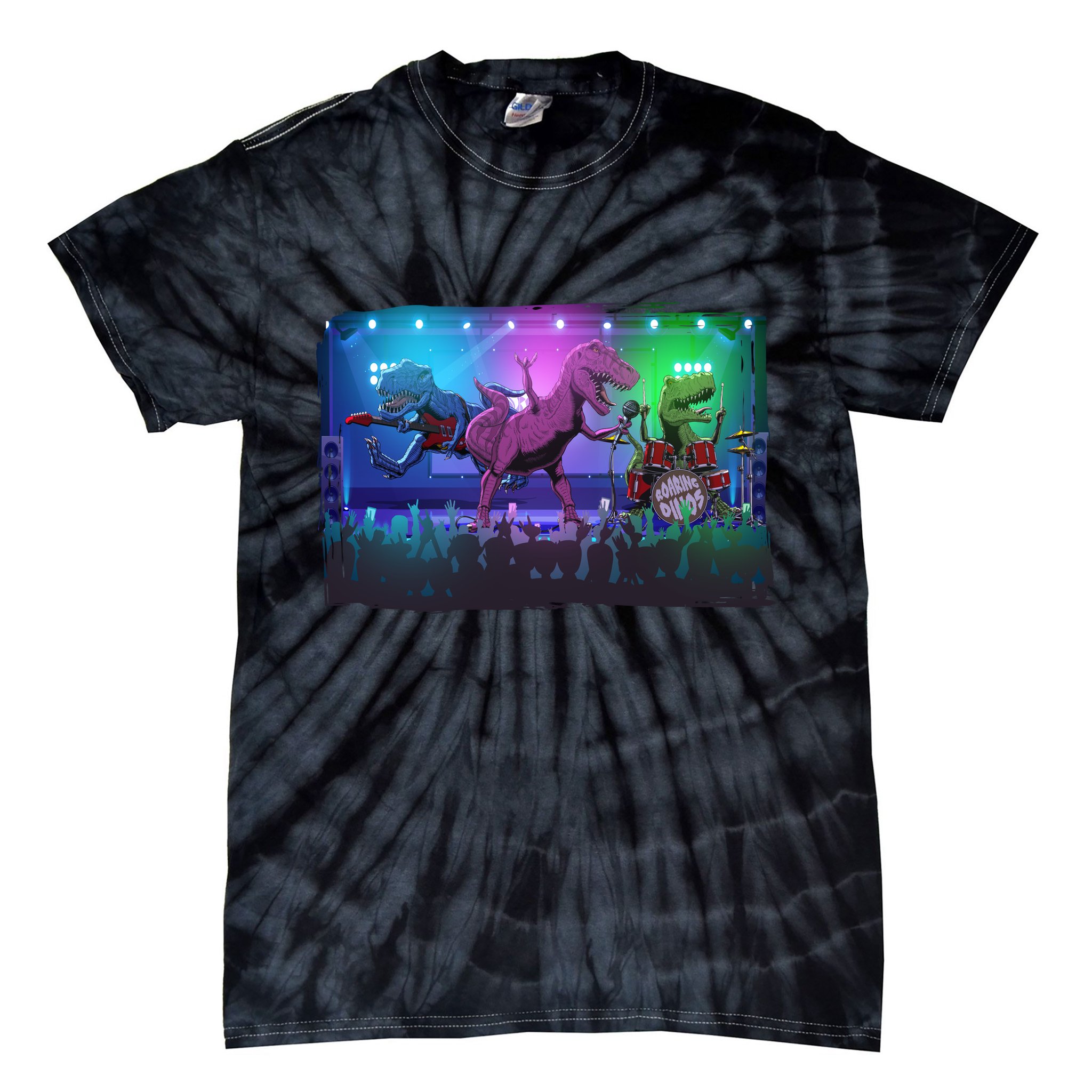 Funny Trex Dinosaurs Rock Band Concert Tie-Dye T-Shirt