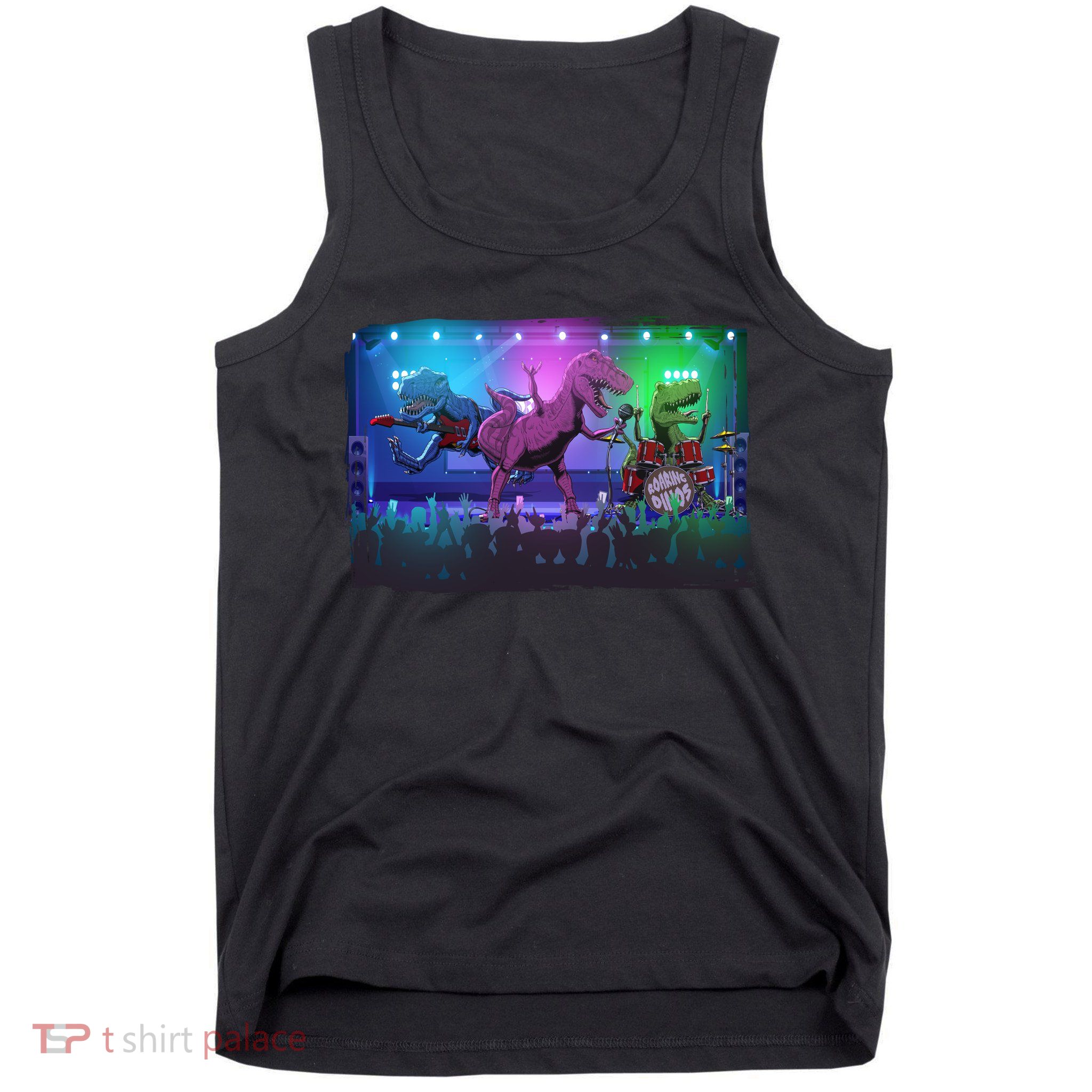 Funny Trex Dinosaurs Rock Band Concert Tank Top