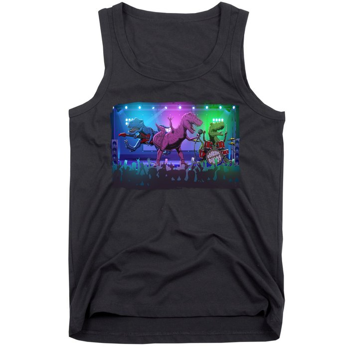 Funny Trex Dinosaurs Rock Band Concert Tank Top