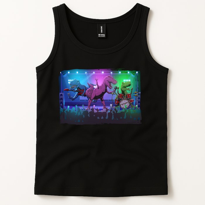 Funny Trex Dinosaurs Rock Band Concert Tank Top
