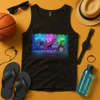 Funny Trex Dinosaurs Rock Band Concert Tank Top