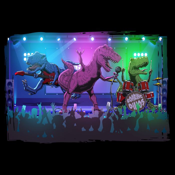 Funny Trex Dinosaurs Rock Band Concert Tank Top