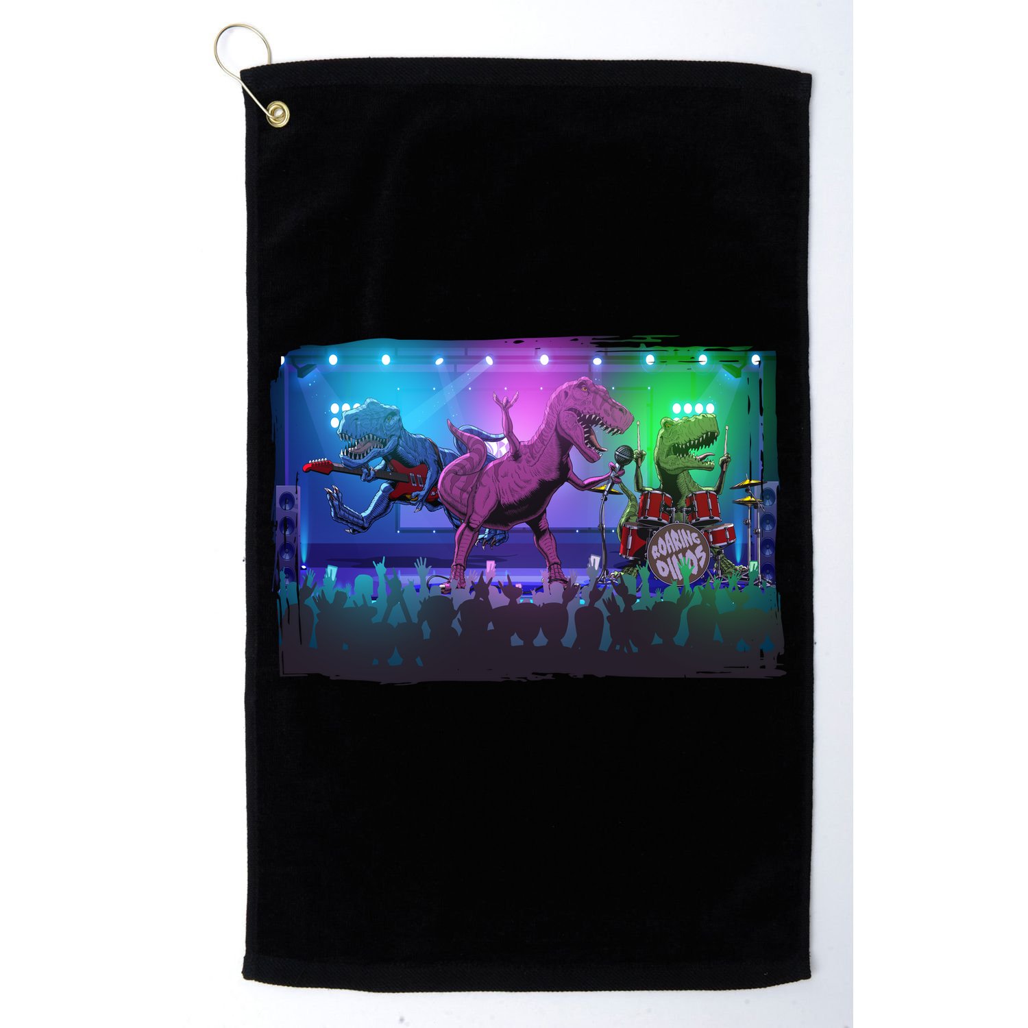 Funny Trex Dinosaurs Rock Band Concert Golf Towel