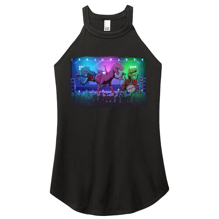 Funny Trex Dinosaurs Rock Band Concert Women's Perfect Tri Rocker Tank