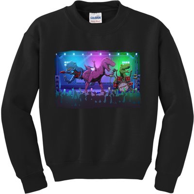 Funny Trex Dinosaurs Rock Band Concert Kids Sweatshirt