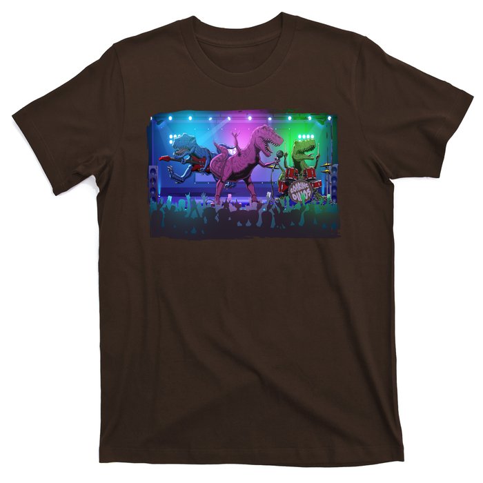 Funny Trex Dinosaurs Rock Band Concert T-Shirt