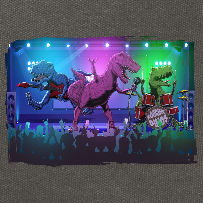 Funny Trex Dinosaurs Rock Band Concert Cotton Canvas Backpack