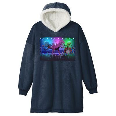 Funny Trex Dinosaurs Rock Band Concert Hooded Wearable Blanket