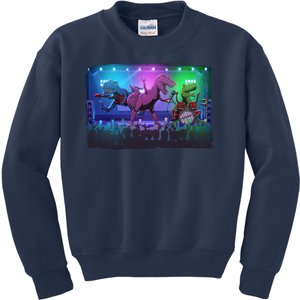 Funny Trex Dinosaurs Rock Band Concert Kids Sweatshirt