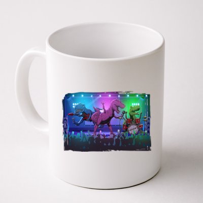 Funny Trex Dinosaurs Rock Band Concert Coffee Mug