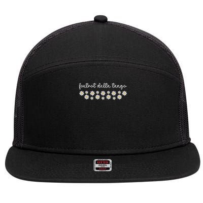 Foxtrot Tango Delta Groovy Retro Funny 7 Panel Mesh Trucker Snapback Hat