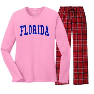 Florida Throwback Design Classic Women's Long Sleeve Flannel Pajama Set 