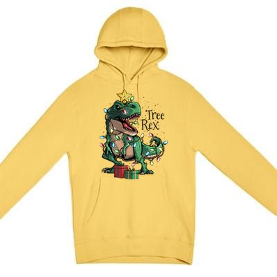 Funny Trex Dinosaur Christmas Tree Rex Gift Premium Pullover Hoodie